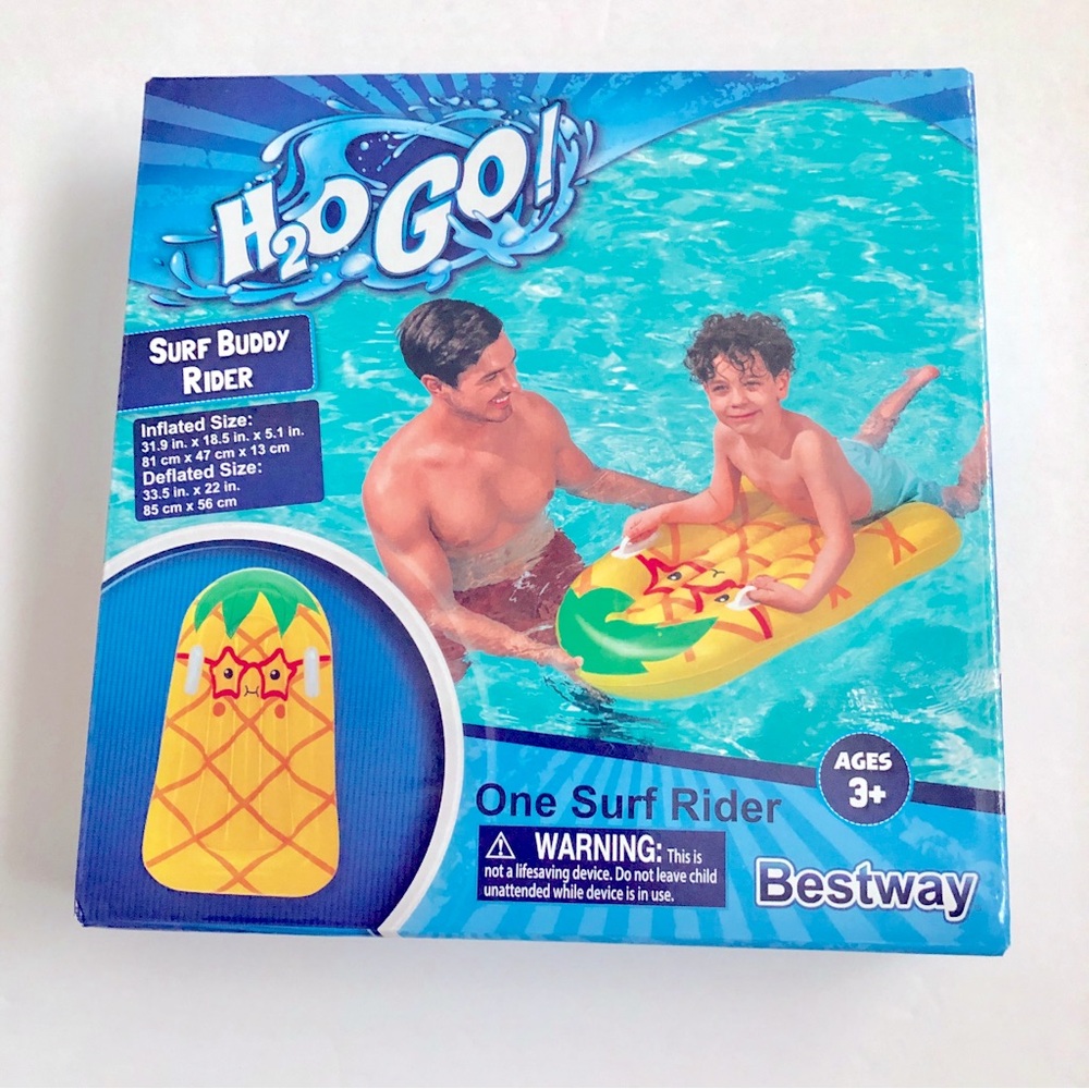 2/$16 NEW H2O GO Surf Buddy Rider Float Pineapple Yellow 31.9”x18.5”x5.1” Age 3+